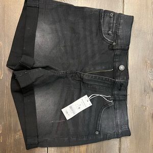 NWT LADIES ARDENES MIDI HIGH-RISE BLACK DISTRESSED JEAN SHORTS SZ 5